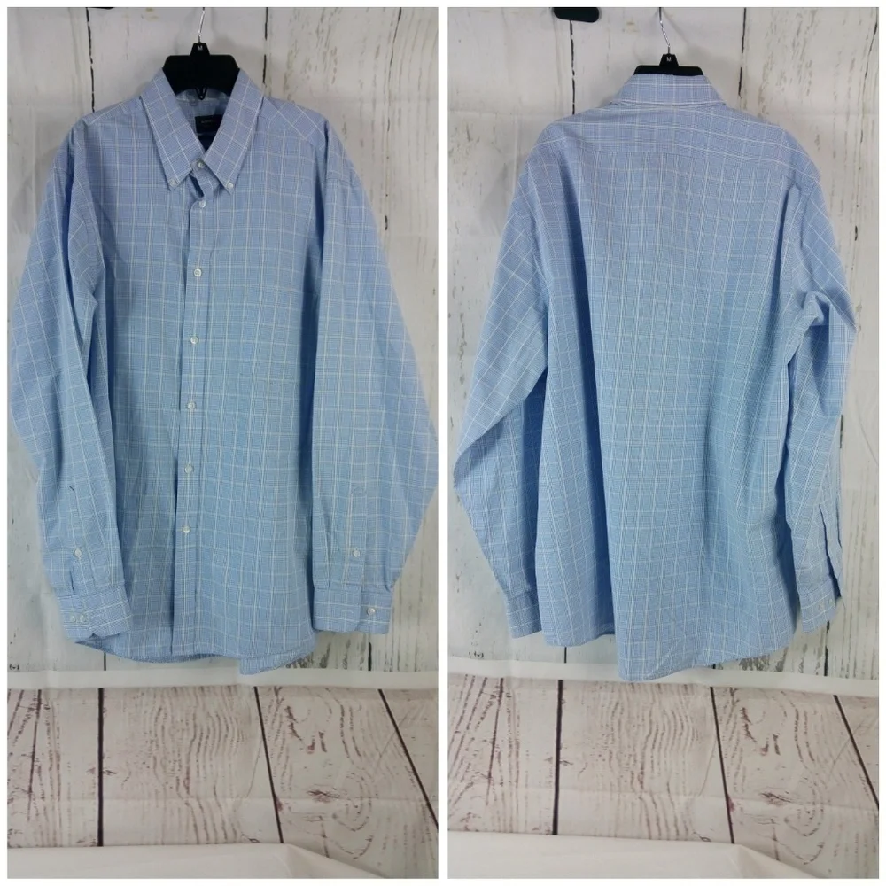 Arrow Wrinkle Free Classic Fit Blue Plaid Shirt 16